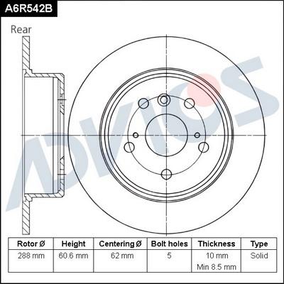 Advics A6R542B - Discofreno autozon.pro