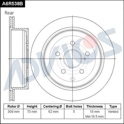 Advics A6R538B - Discofreno autozon.pro