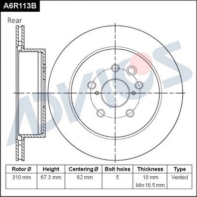 Advics A6R113B - Discofreno autozon.pro