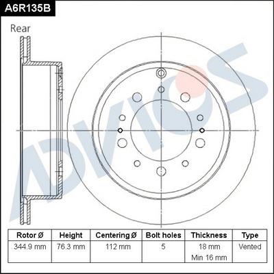 Advics A6R135B - Discofreno autozon.pro