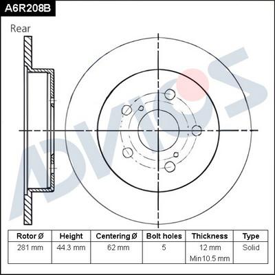 Advics A6R208B - Discofreno autozon.pro