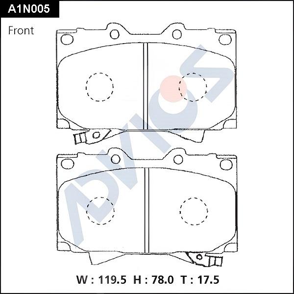 Advics A1N005 - Kit pastiglie freno, Freno a disco autozon.pro