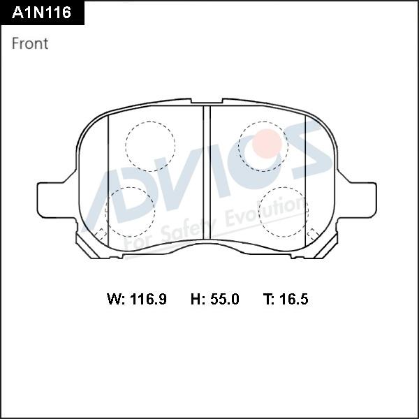 Advics A1N116 - Kit pastiglie freno, Freno a disco autozon.pro