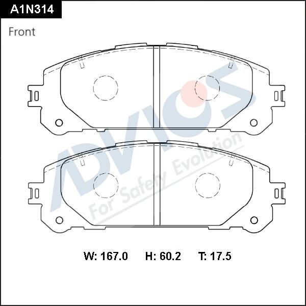 Advics A1N314 - Kit pastiglie freno, Freno a disco autozon.pro