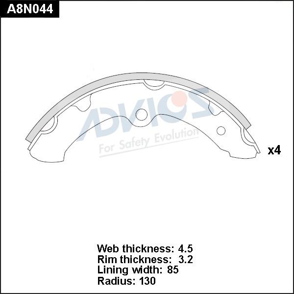 Advics A8N044 - Kit ganasce freno autozon.pro