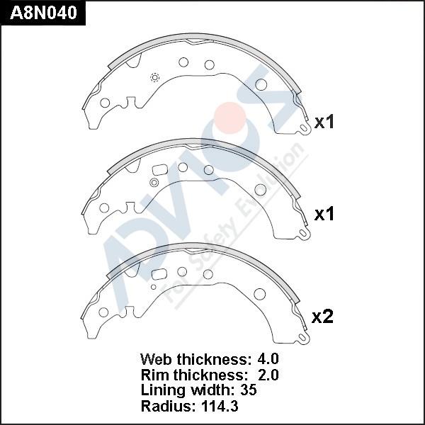 Advics A8N040 - Kit ganasce freno autozon.pro