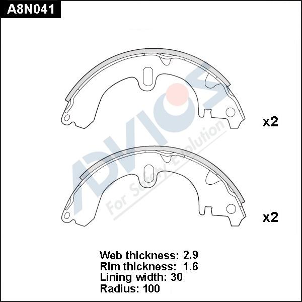 Advics A8N041 - Kit ganasce freno autozon.pro