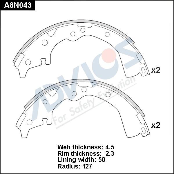 Advics A8N043 - Kit ganasce freno autozon.pro