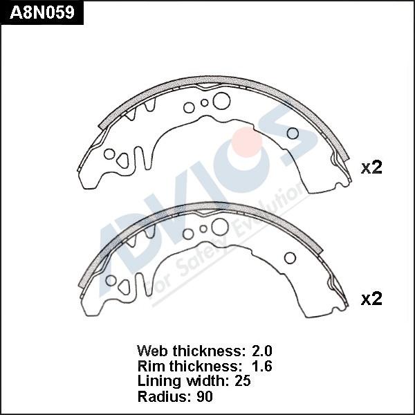 Advics A8N059 - Kit ganasce freno autozon.pro