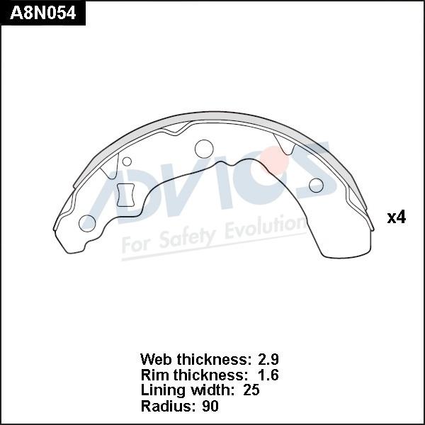 Advics A8N054 - Kit ganasce freno autozon.pro