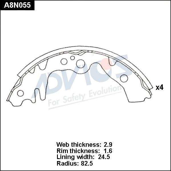 Advics A8N055 - Kit ganasce freno autozon.pro