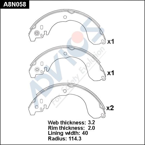 Advics A8N058 - Kit ganasce freno autozon.pro