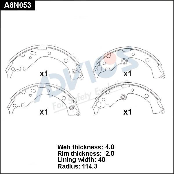 Advics A8N053 - Kit ganasce freno autozon.pro