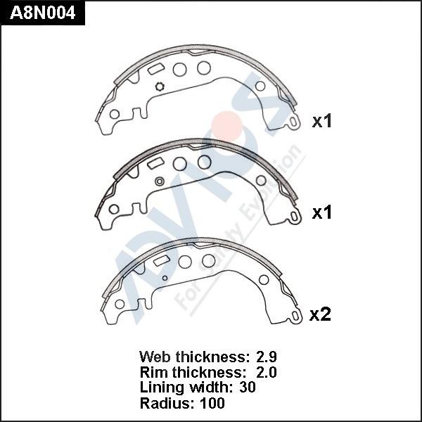 Advics A8N004 - Kit ganasce freno autozon.pro