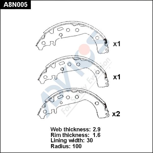 Advics A8N005 - Kit ganasce freno autozon.pro