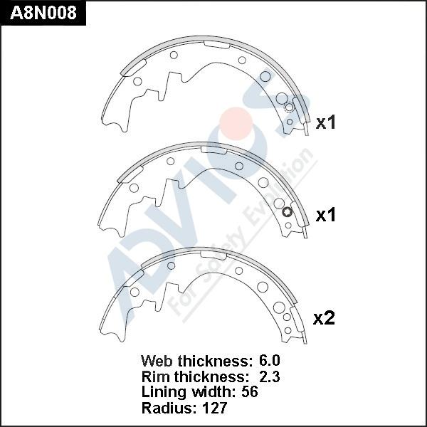 Advics A8N008 - Kit ganasce freno autozon.pro