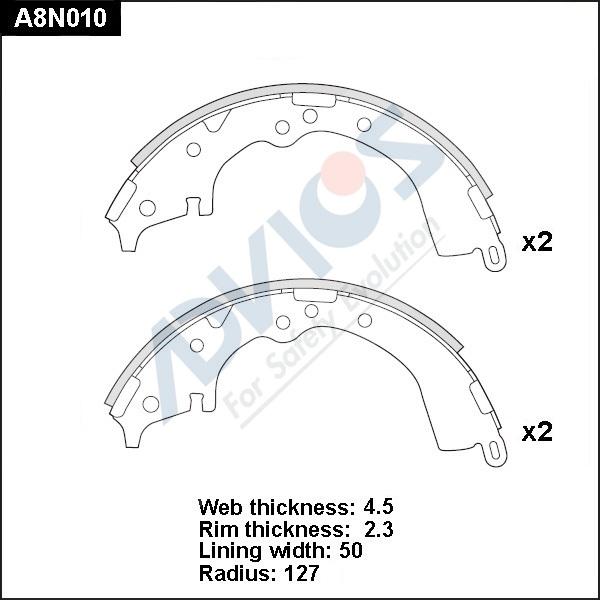 Advics A8N010 - Kit ganasce freno autozon.pro