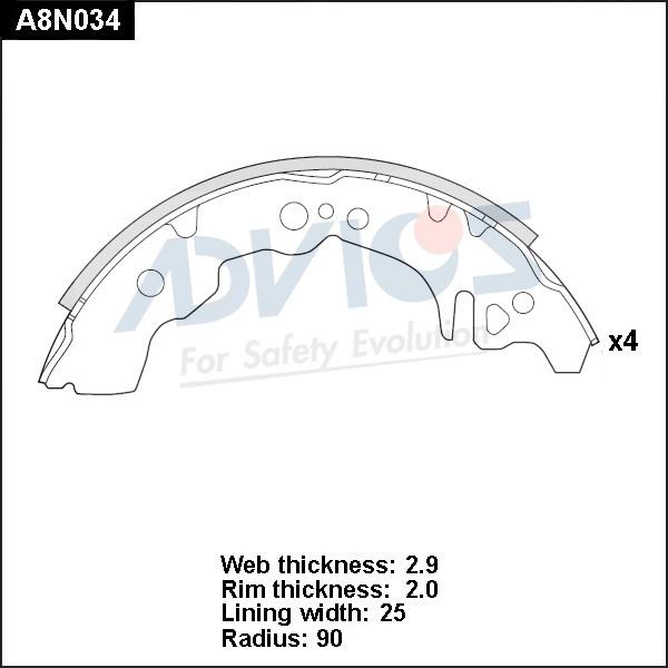 Advics A8N034 - Kit ganasce freno autozon.pro