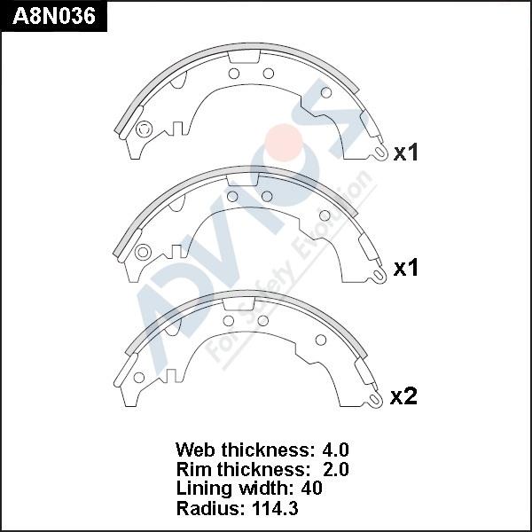 Advics A8N036 - Kit ganasce freno autozon.pro