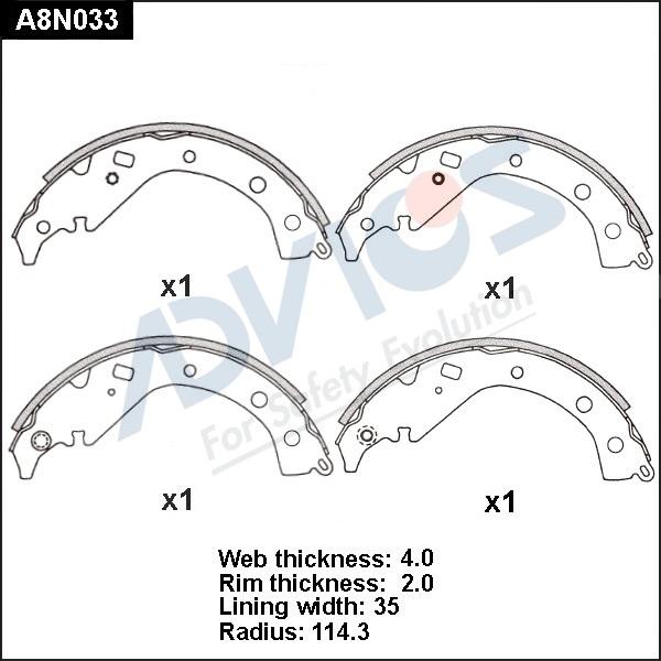 Advics A8N033 - Kit ganasce freno autozon.pro