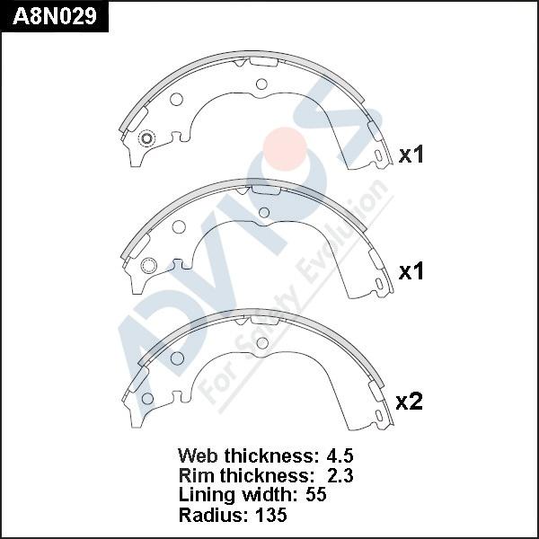 Advics A8N029 - Kit ganasce freno autozon.pro