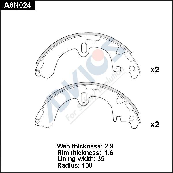 Advics A8N024 - Kit ganasce freno autozon.pro