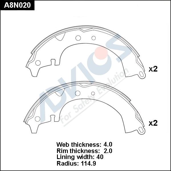 Advics A8N020 - Kit ganasce freno autozon.pro