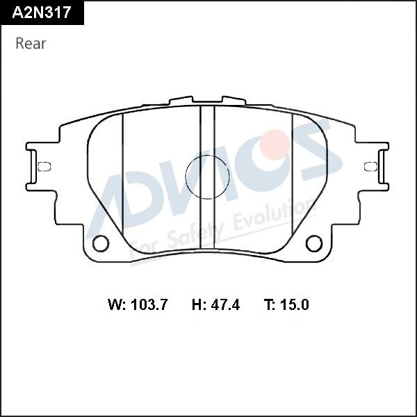 Advics A2N317 - Kit pastiglie freno, Freno a disco autozon.pro