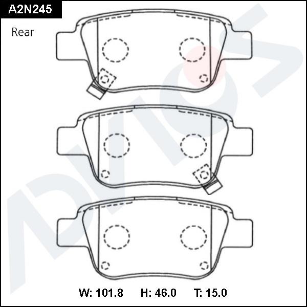 Advics A2N245 - Kit pastiglie freno, Freno a disco autozon.pro