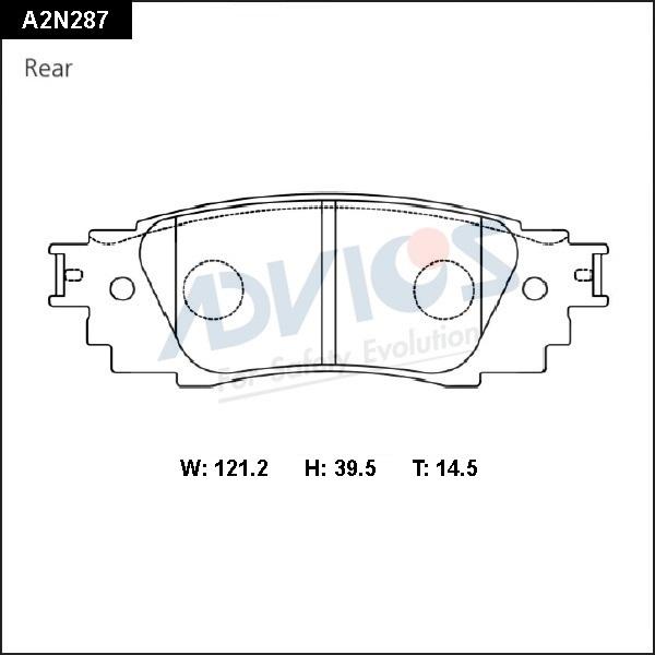 Advics A2N287 - Kit pastiglie freno, Freno a disco autozon.pro