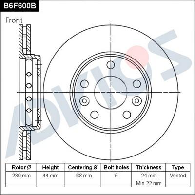 Advics B6F600B - Discofreno autozon.pro