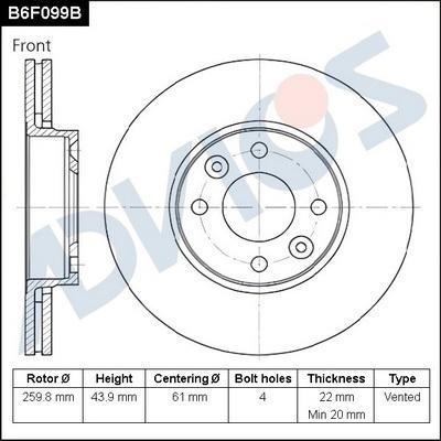 Advics B6F099B - Discofreno autozon.pro