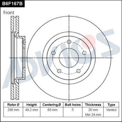 Advics B6F167B - Discofreno autozon.pro