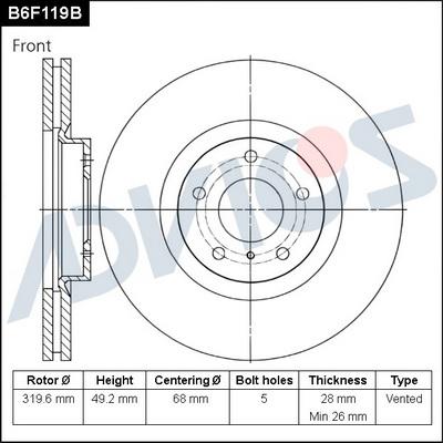 Advics B6F119B - Discofreno autozon.pro