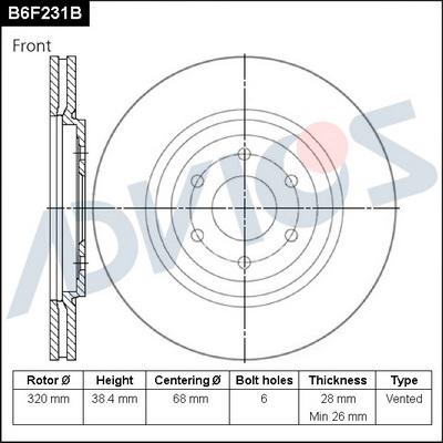 Advics B6F231B - Discofreno autozon.pro