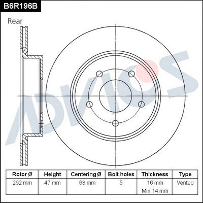 Advics B6R196B - Discofreno autozon.pro