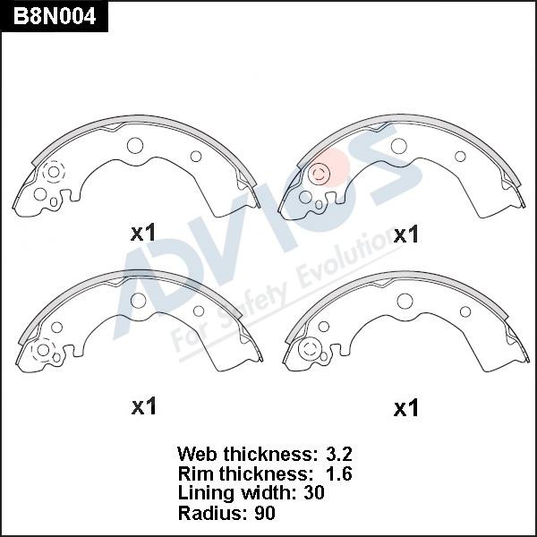 Advics B8N004 - Kit ganasce freno autozon.pro