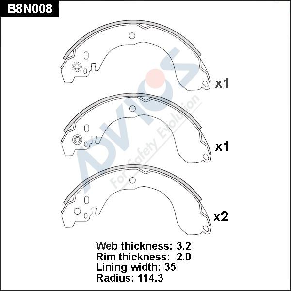 Advics B8N008 - Kit ganasce freno autozon.pro