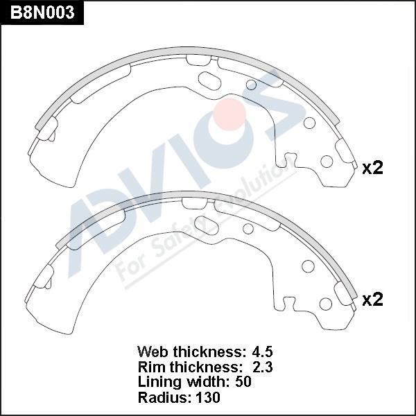 Advics B8N003 - Kit ganasce freno autozon.pro