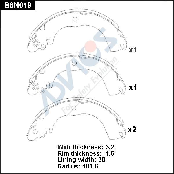 Advics B8N019 - Kit ganasce freno autozon.pro