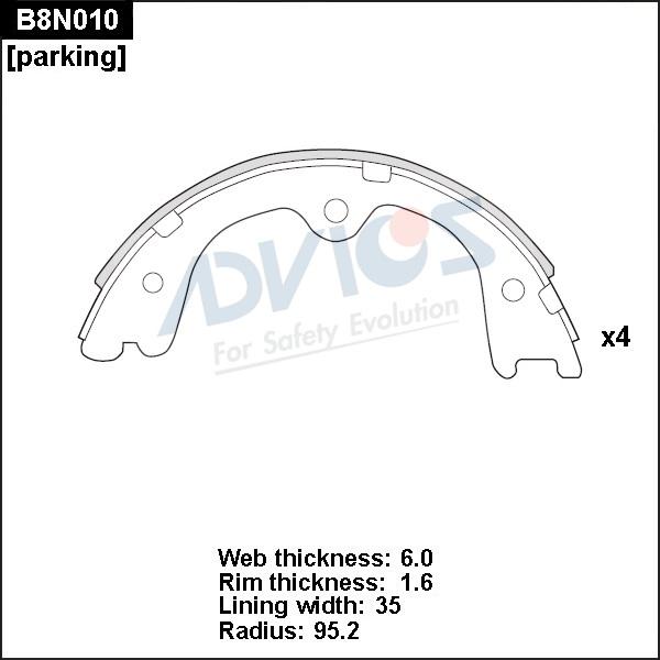 Advics B8N010 - Kit ganasce freno autozon.pro