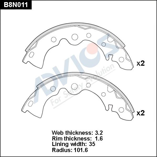 Advics B8N011 - Kit ganasce freno autozon.pro