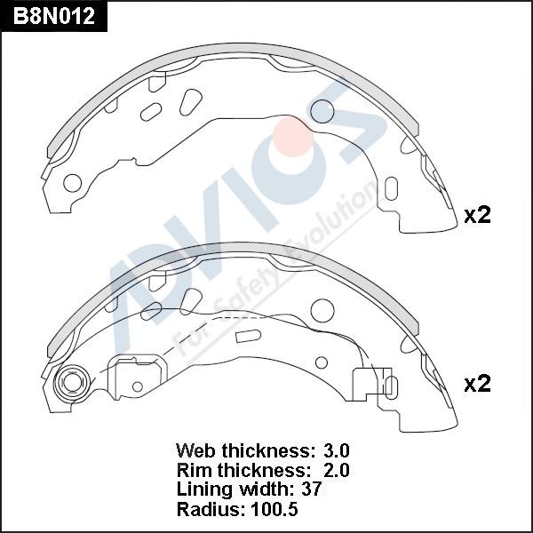 Advics B8N012 - Kit ganasce freno autozon.pro