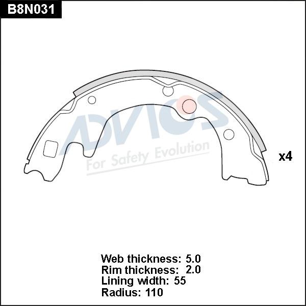 Advics B8N031 - Kit ganasce freno autozon.pro