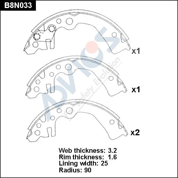 Advics B8N033 - Kit ganasce freno autozon.pro