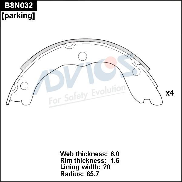 Advics B8N032 - Kit ganasce freno autozon.pro