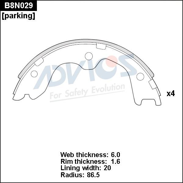 Advics B8N029 - Kit ganasce freno autozon.pro