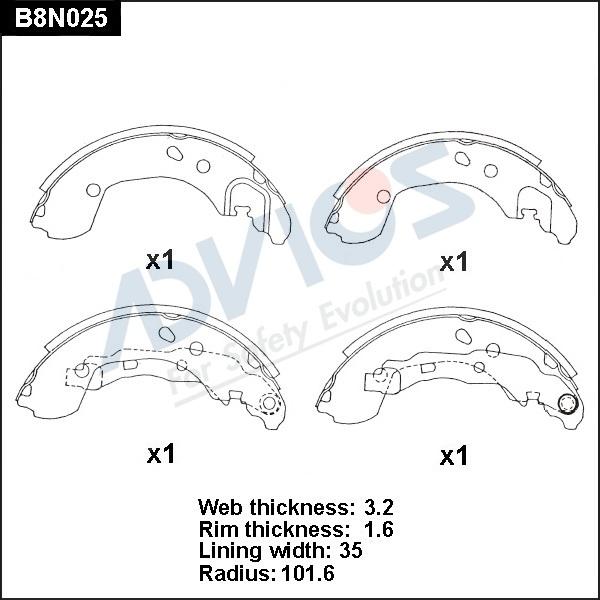 Advics B8N025 - Kit ganasce freno autozon.pro