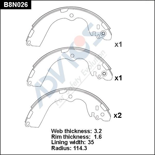 Advics B8N026 - Kit ganasce freno autozon.pro