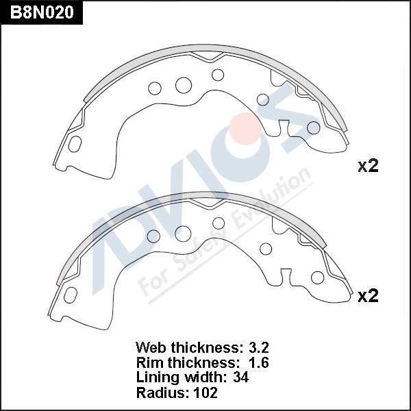 Advics B8N020 - Kit ganasce freno autozon.pro